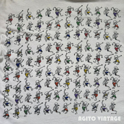 ONEITA 90s GRATEFUL DEAD Dancing Skulls T-Shirt White Size L