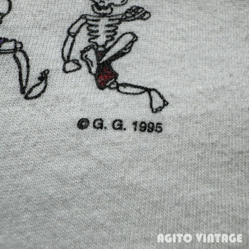 ONEITA 90s GRATEFUL DEAD Dancing Skulls T-Shirt White Size L