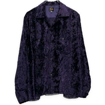 Needles 21AW Burnout Velvet Open Collar Shirt Purple Size S