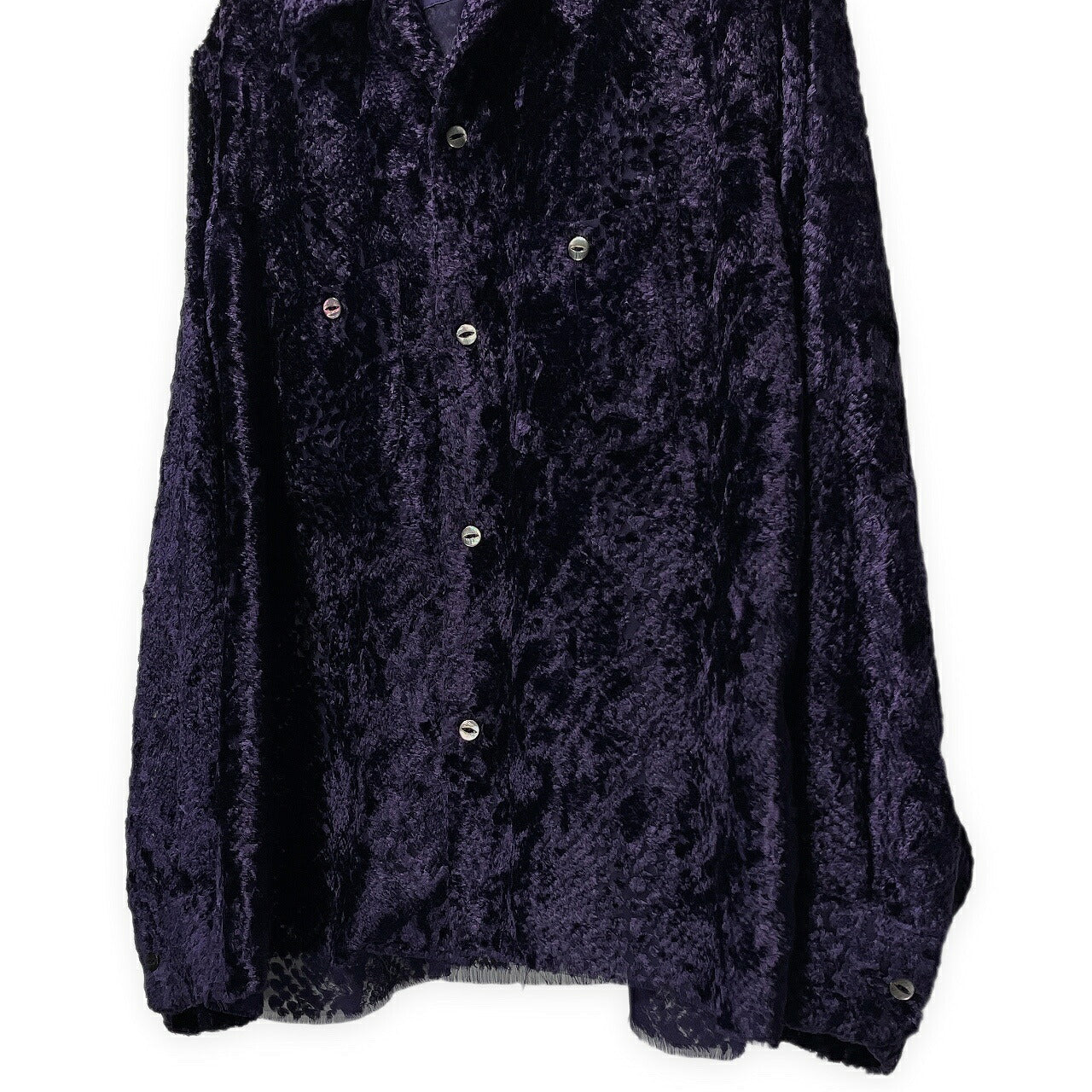 Needles 21AW Burnout Velvet Open Collar Shirt Purple Size S