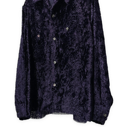 Needles 21AW Burnout Velvet Open Collar Shirt Purple Size S