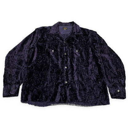 Needles 21AW Burnout Velvet Open Collar Shirt Purple Size S