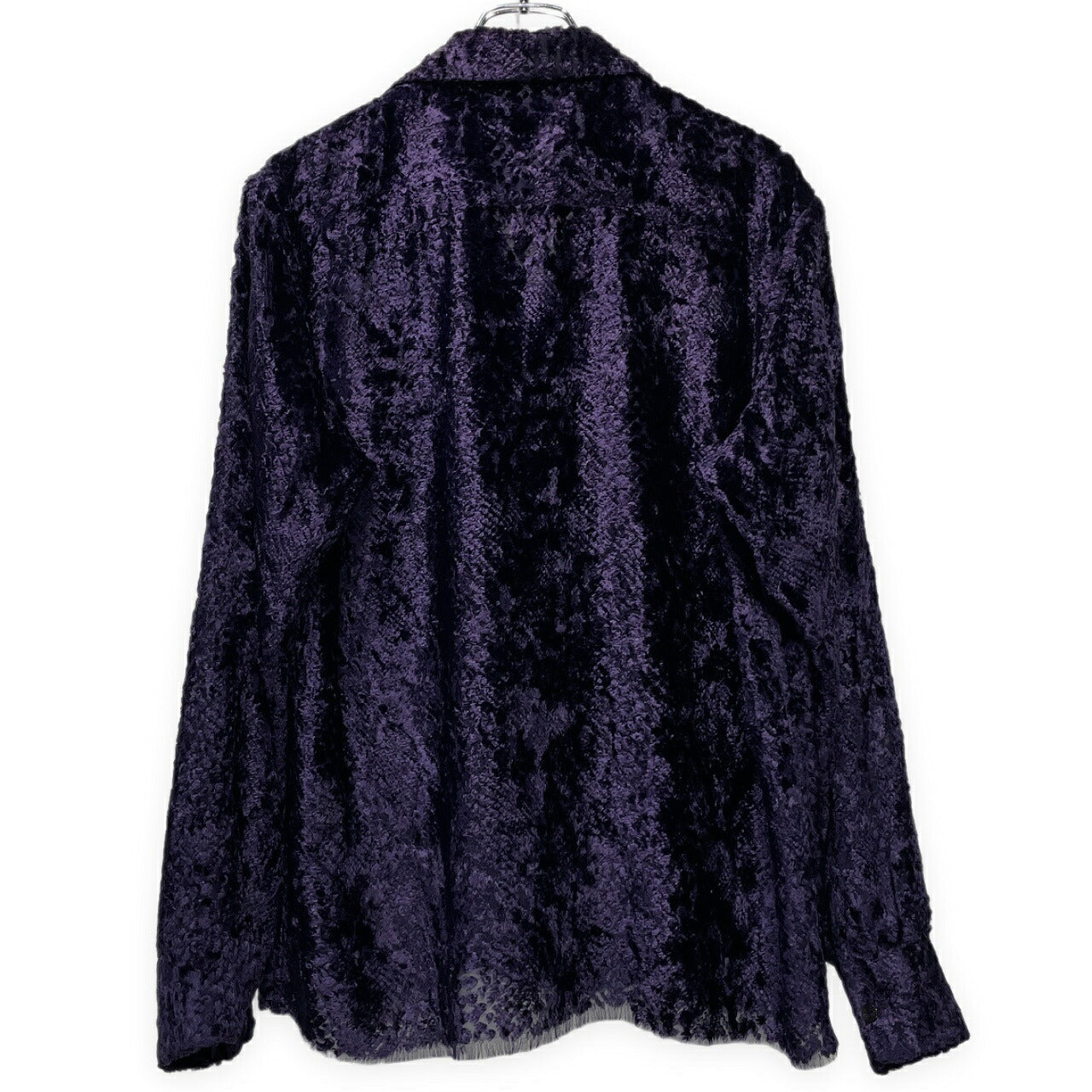 Needles 21AW Burnout Velvet Open Collar Shirt Purple Size S