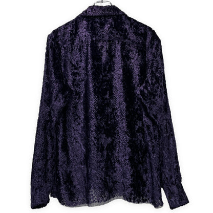 Needles 21AW Burnout Velvet Open Collar Shirt Purple Size S