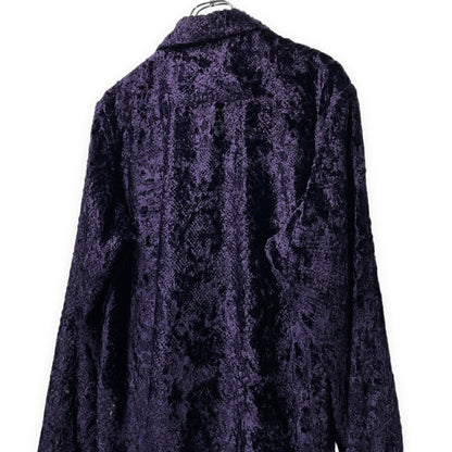 Needles 21AW Burnout Velvet Open Collar Shirt Purple Size S