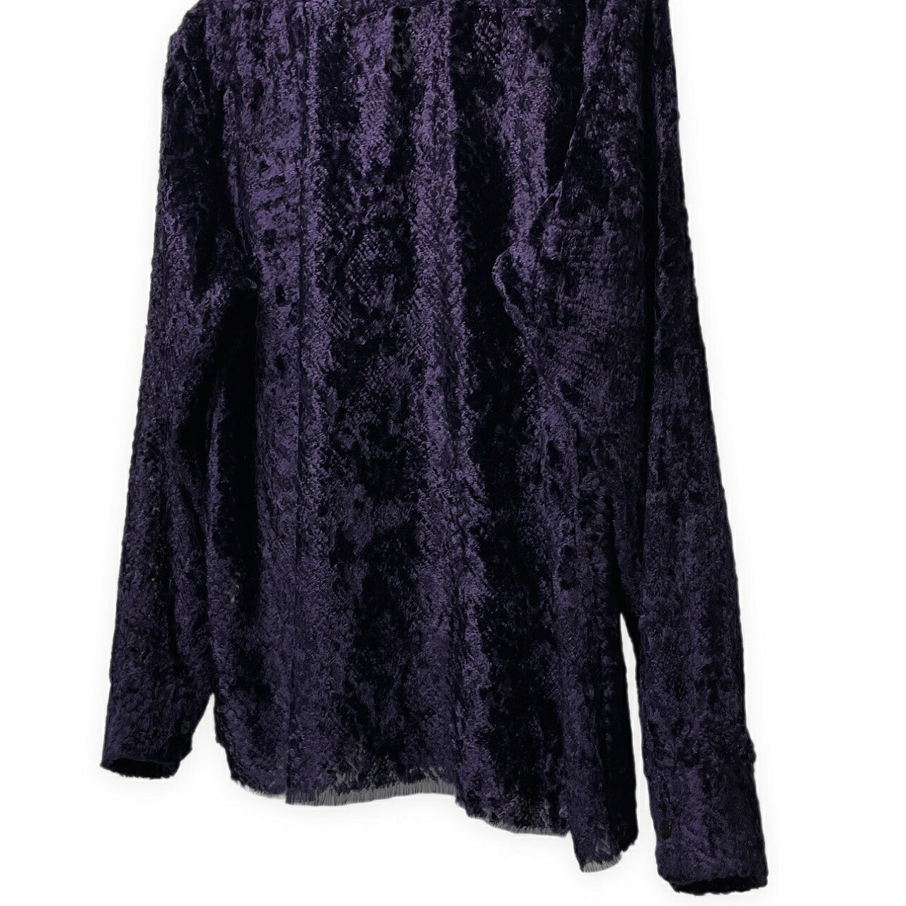 Needles 21AW Burnout Velvet Open Collar Shirt Purple Size S