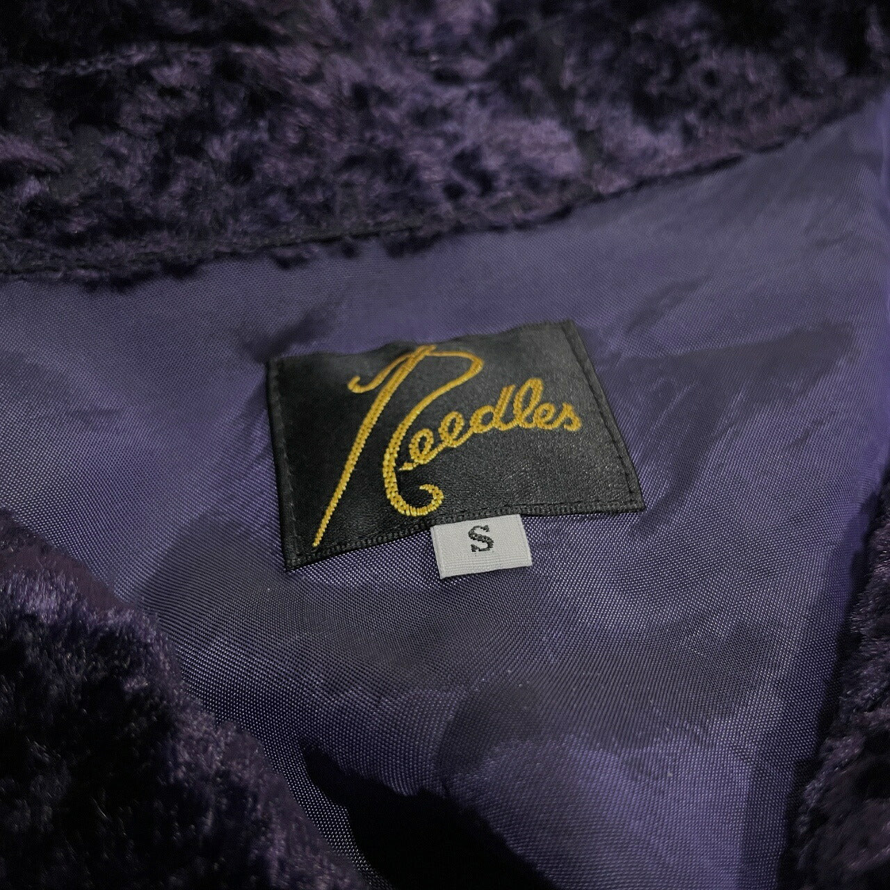 Needles 21AW Burnout Velvet Open Collar Shirt Purple Size S
