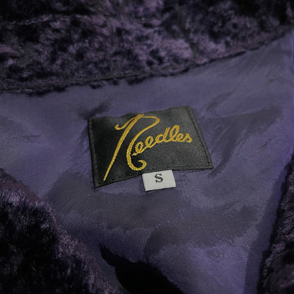 Needles 21AW Burnout Velvet Open Collar Shirt Purple Size S