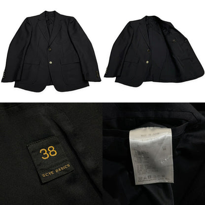 SCYE BASICS Black Mohair Blend Gold Button 2B Blazer Size 38