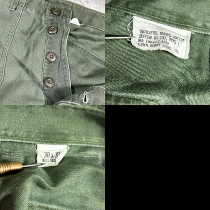 Vintage 60s U.S. ARMY OG-107 Cotton Sateen Baker Pants