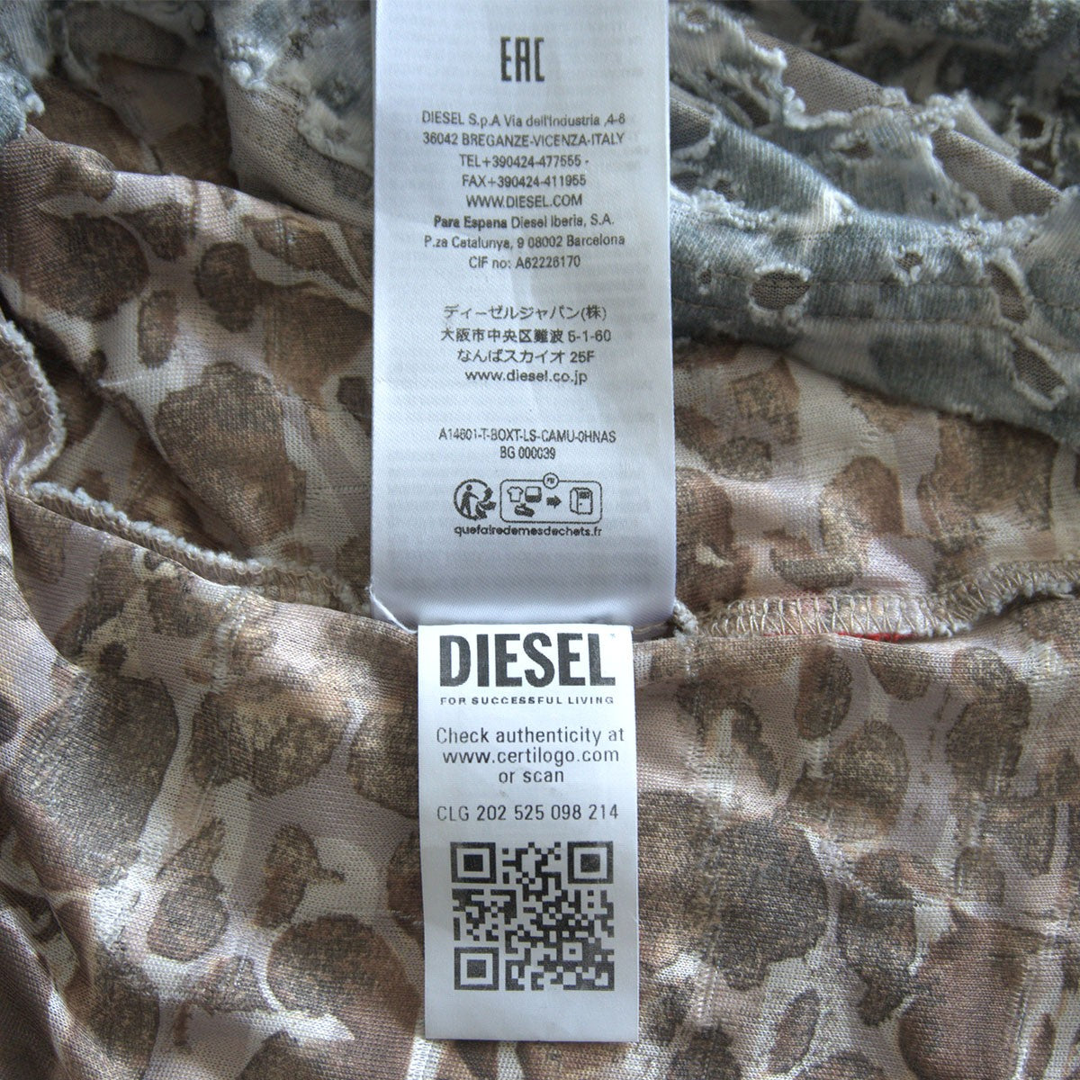 Diesel T-BOXT-Long Sleeve-CAMU T-Shirt Size M
