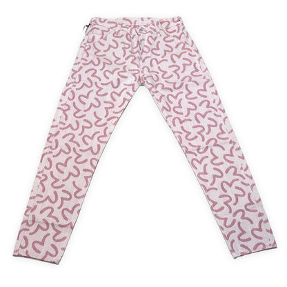 Evisu Pink 5500 All-Over Seagull Jacquard Jeans Size 34