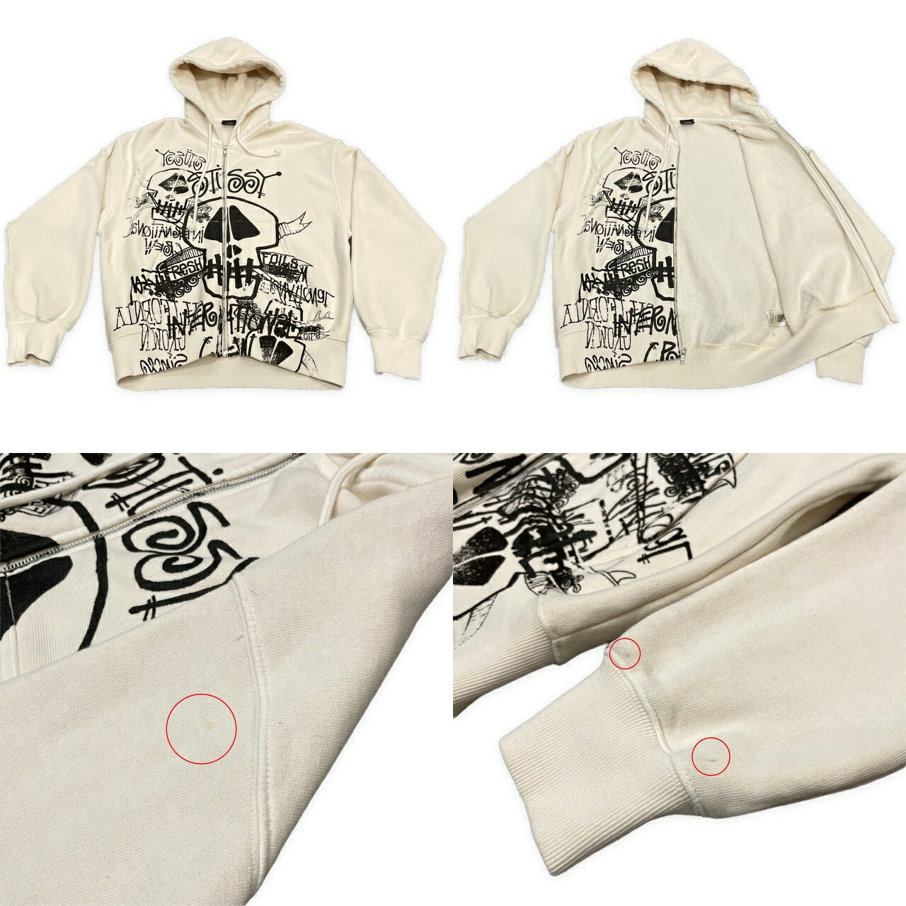 STUSSY 26SS Pigment Dyed Skulls Zip Hoodie Multi Size S