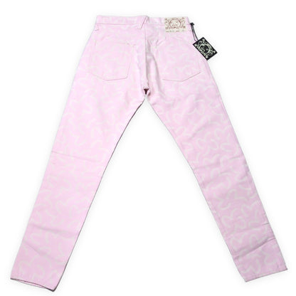 Evisu Pink 5500 All-Over Jacquard Seagull Jeans Size 32