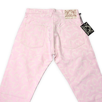 Evisu Pink 5500 All-Over Jacquard Seagull Jeans Size 32