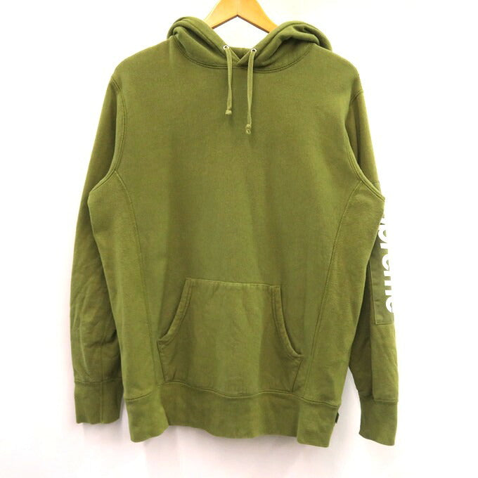 Supreme 17SS Sleeve Patch Pullover Hoodie Moss Green Size M