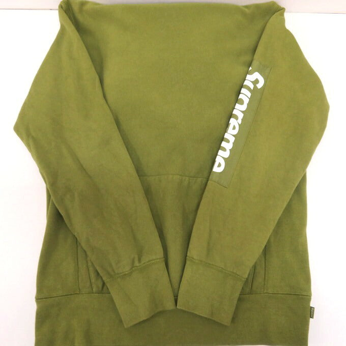 Supreme 17SS Sleeve Patch Pullover Hoodie Moss Green Size M