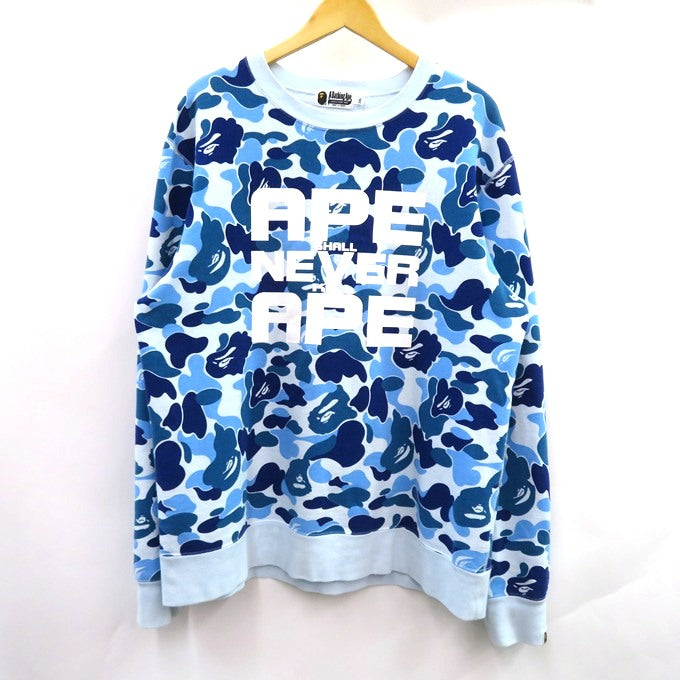 A BATHING APE ABC Camo Crewneck Sweatshirt Blue Size 2XL