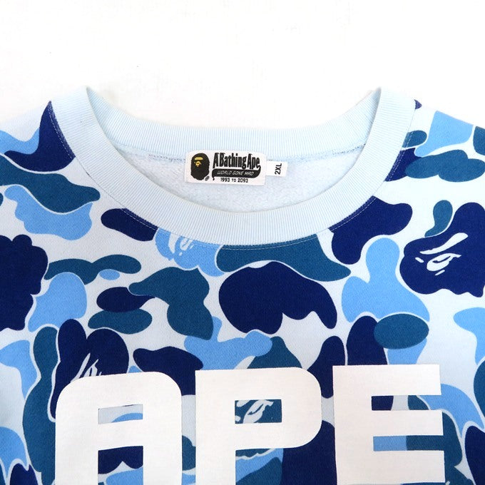 A BATHING APE ABC Camo Crewneck Sweatshirt Blue Size 2XL