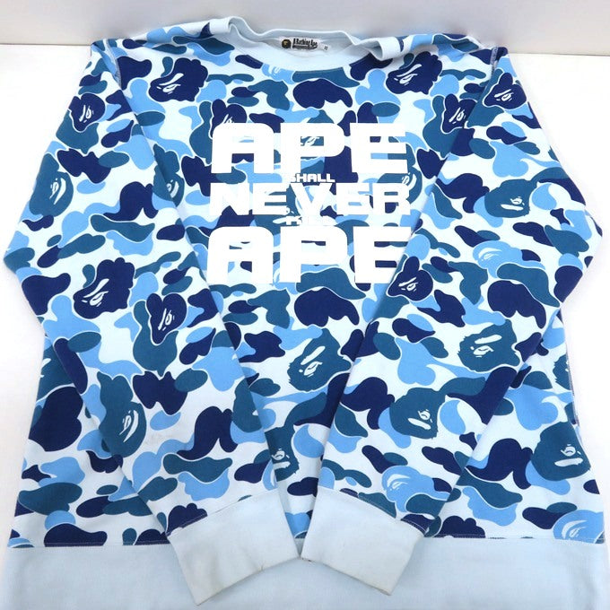 A BATHING APE ABC Camo Crewneck Sweatshirt Blue Size 2XL