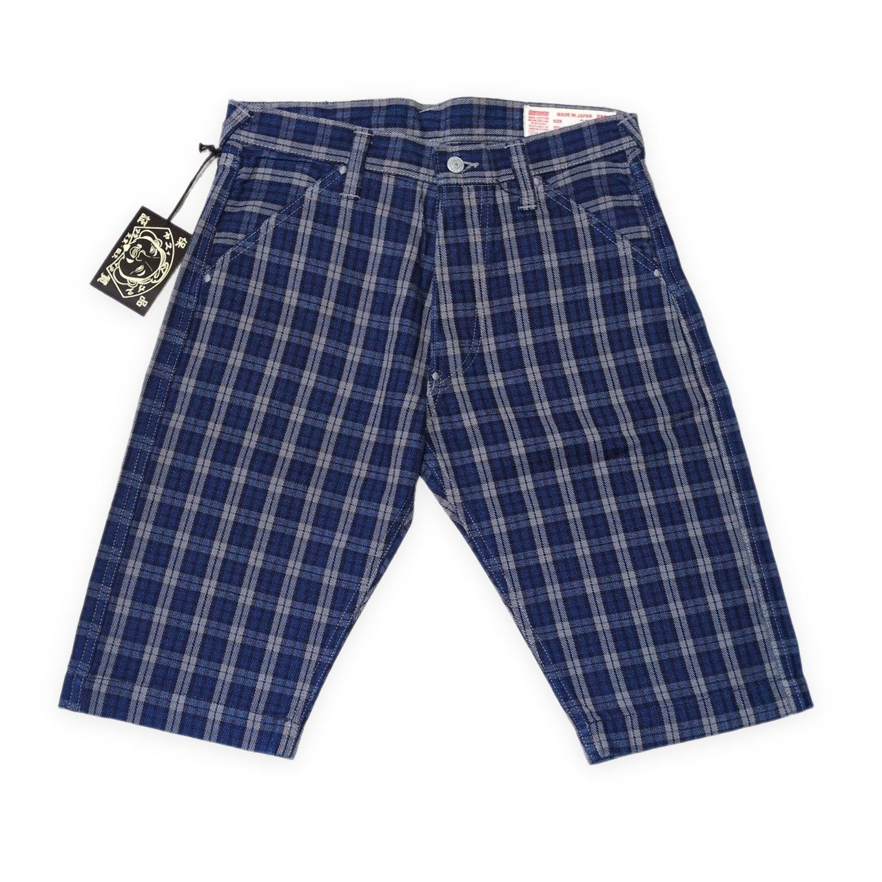 Evisu Yamane 7550 Check Cotton Shorts Blue Size 32