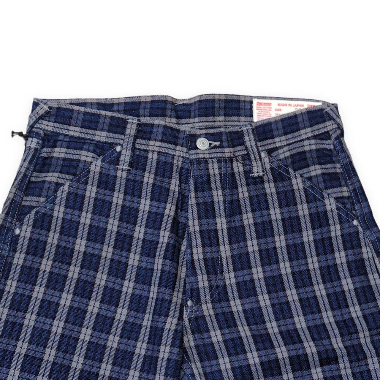 Evisu Yamane 7550 Check Cotton Shorts Blue Size 32