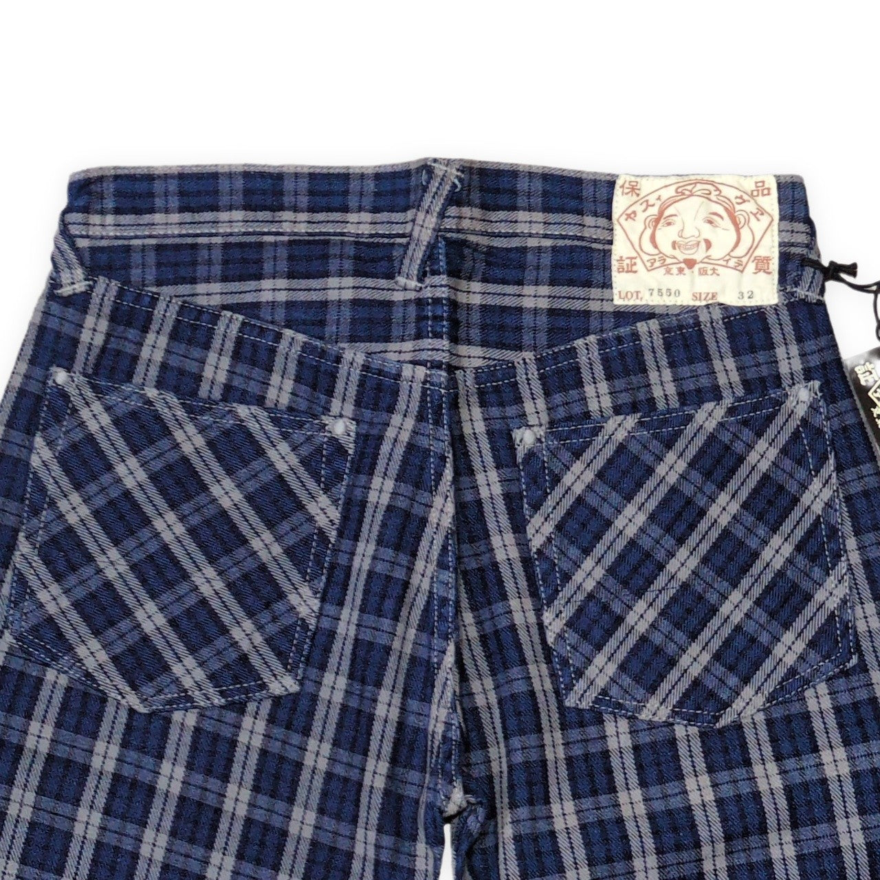 Evisu Yamane 7550 Check Cotton Shorts Blue Size 32