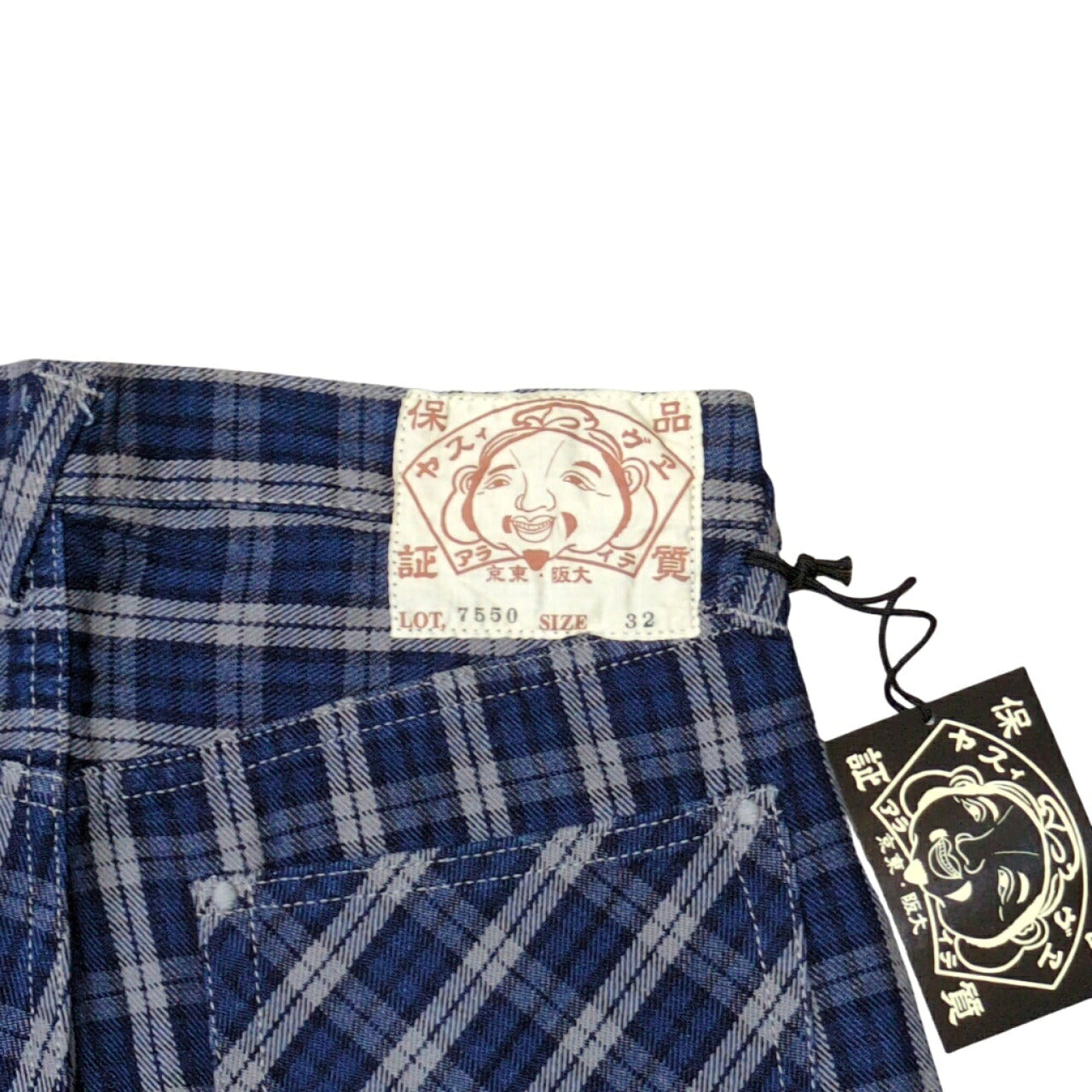 Evisu Yamane 7550 Check Cotton Shorts Blue Size 32