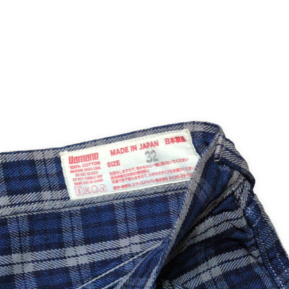 Evisu Yamane 7550 Check Cotton Shorts Blue Size 32