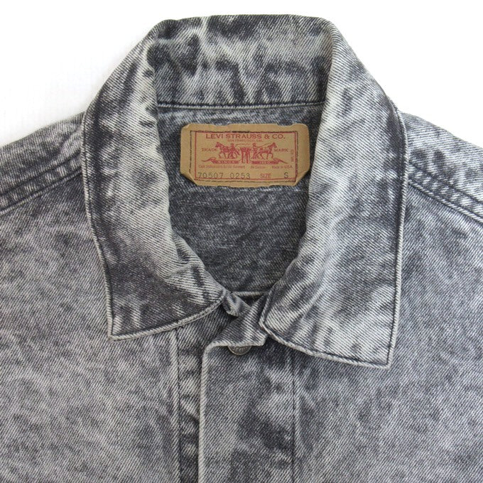LEVI'S 80s-90s Acid Wash Denim Jacket Gray Size S