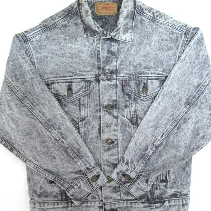 LEVI'S 80s-90s Acid Wash Denim Jacket Gray Size S