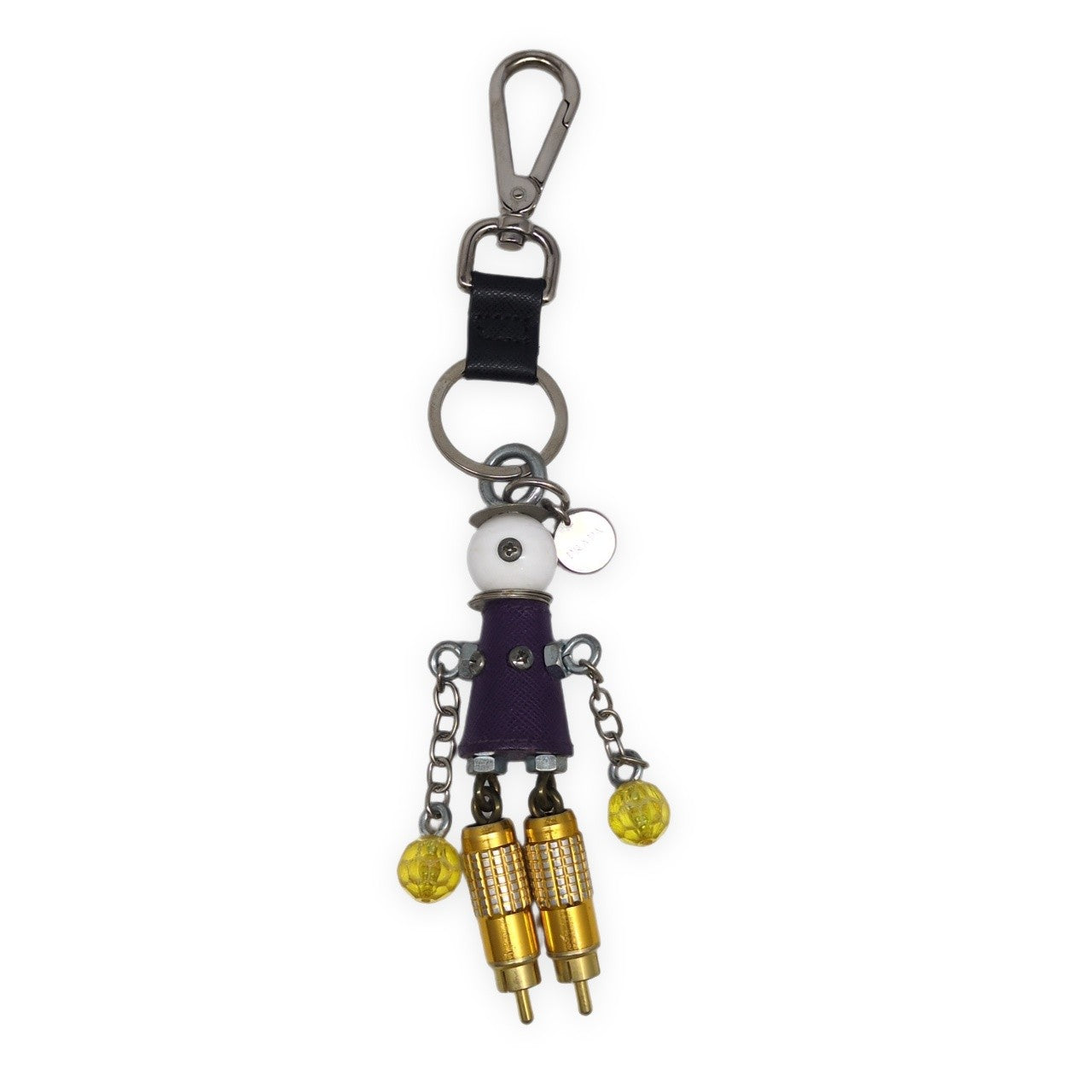 PRADA White Purple Saffiano Robot Charm Size ONE SIZE