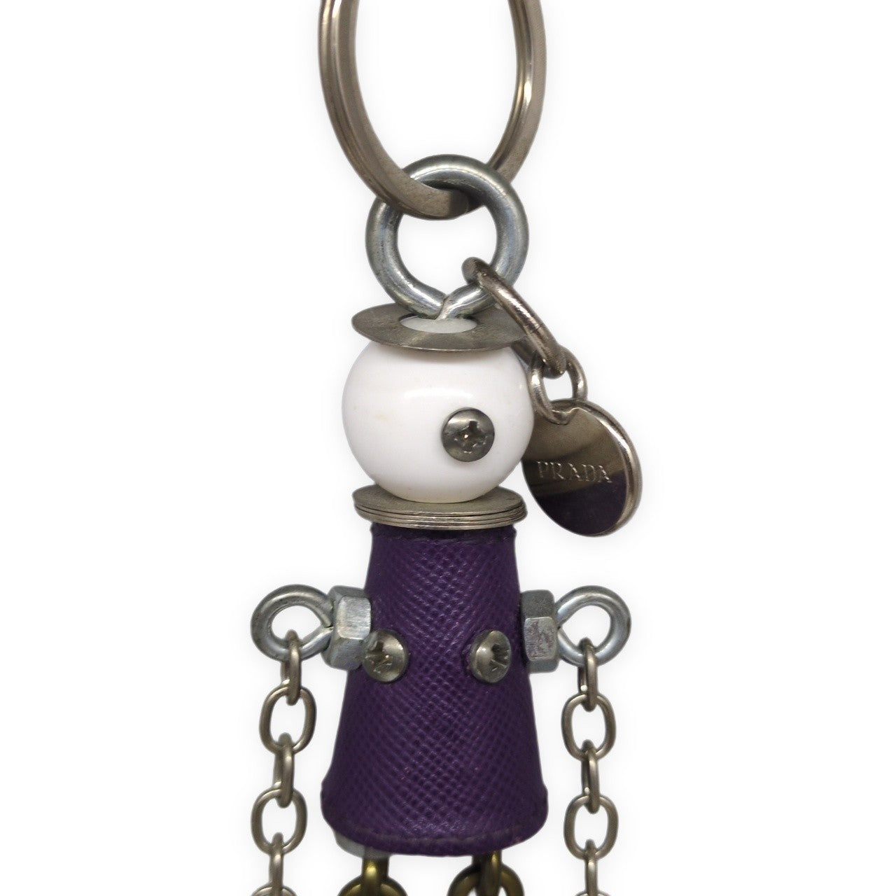 PRADA White Purple Saffiano Robot Charm Size ONE SIZE