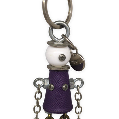 PRADA White Purple Saffiano Robot Charm Size ONE SIZE
