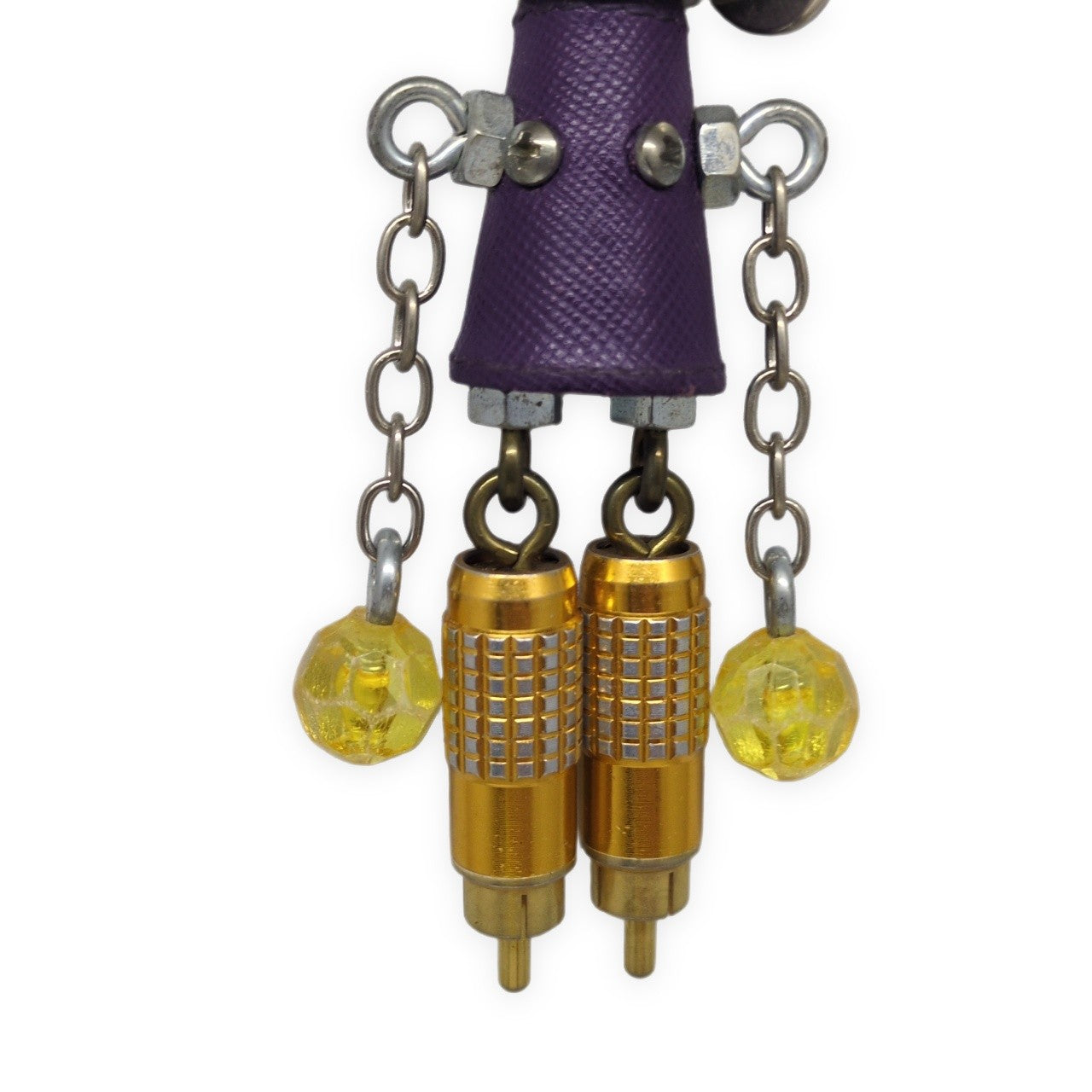 PRADA White Purple Saffiano Robot Charm Size ONE SIZE