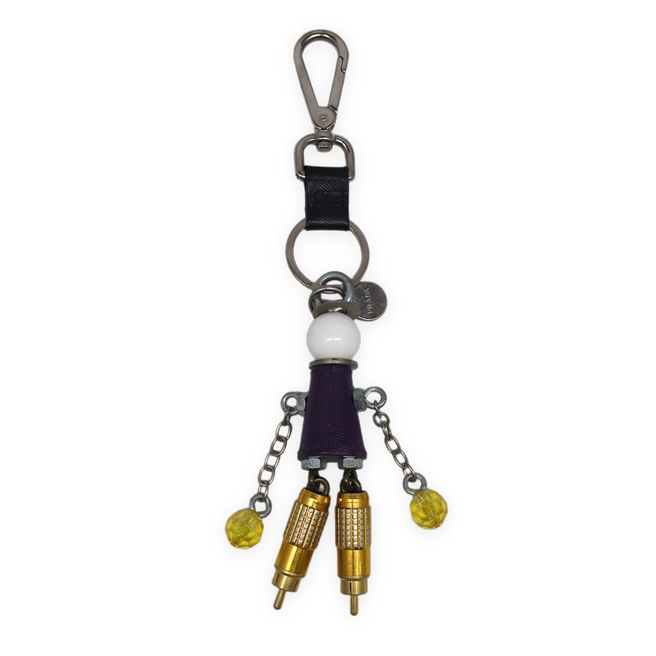 PRADA White Purple Saffiano Robot Charm Size ONE SIZE