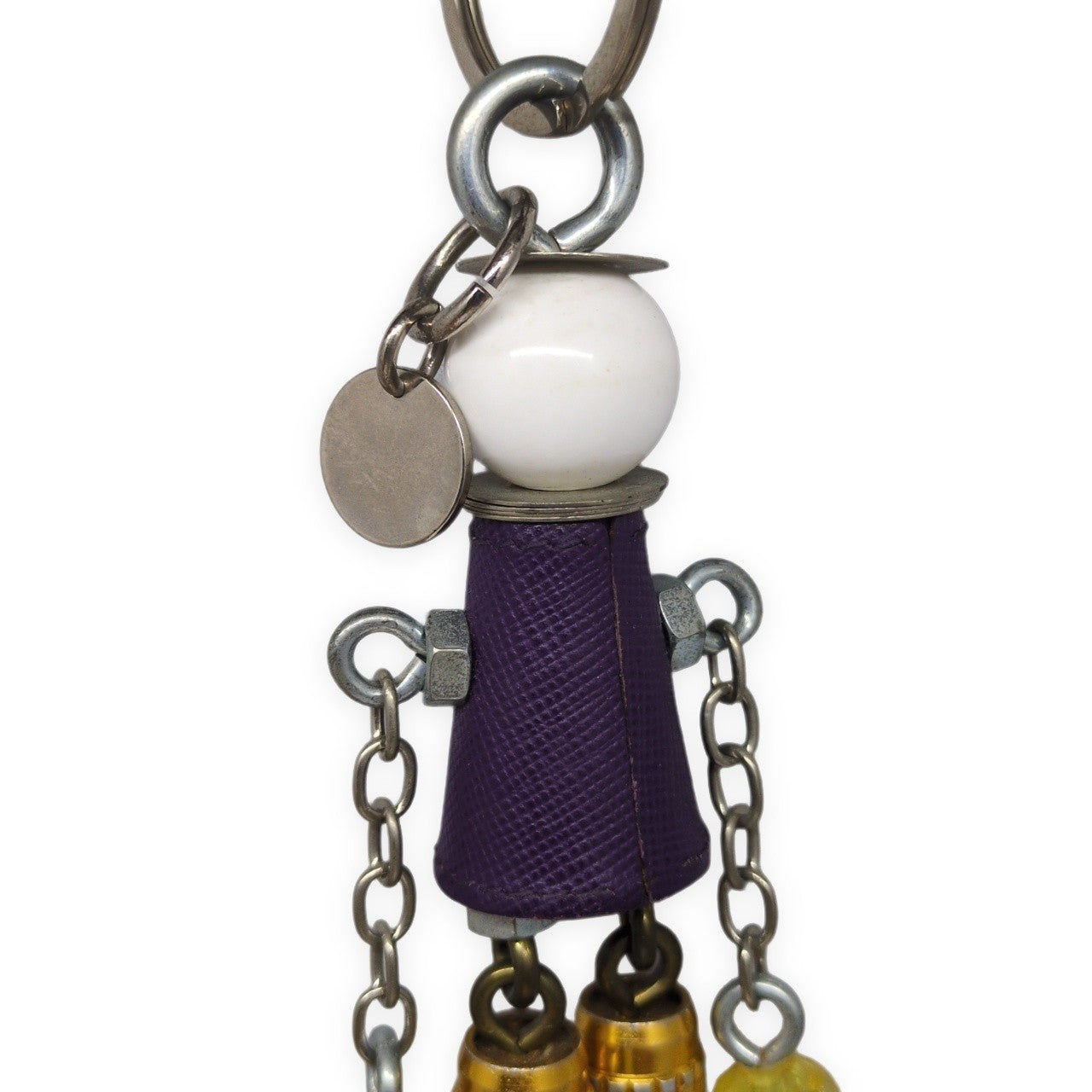 PRADA White Purple Saffiano Robot Charm Size ONE SIZE