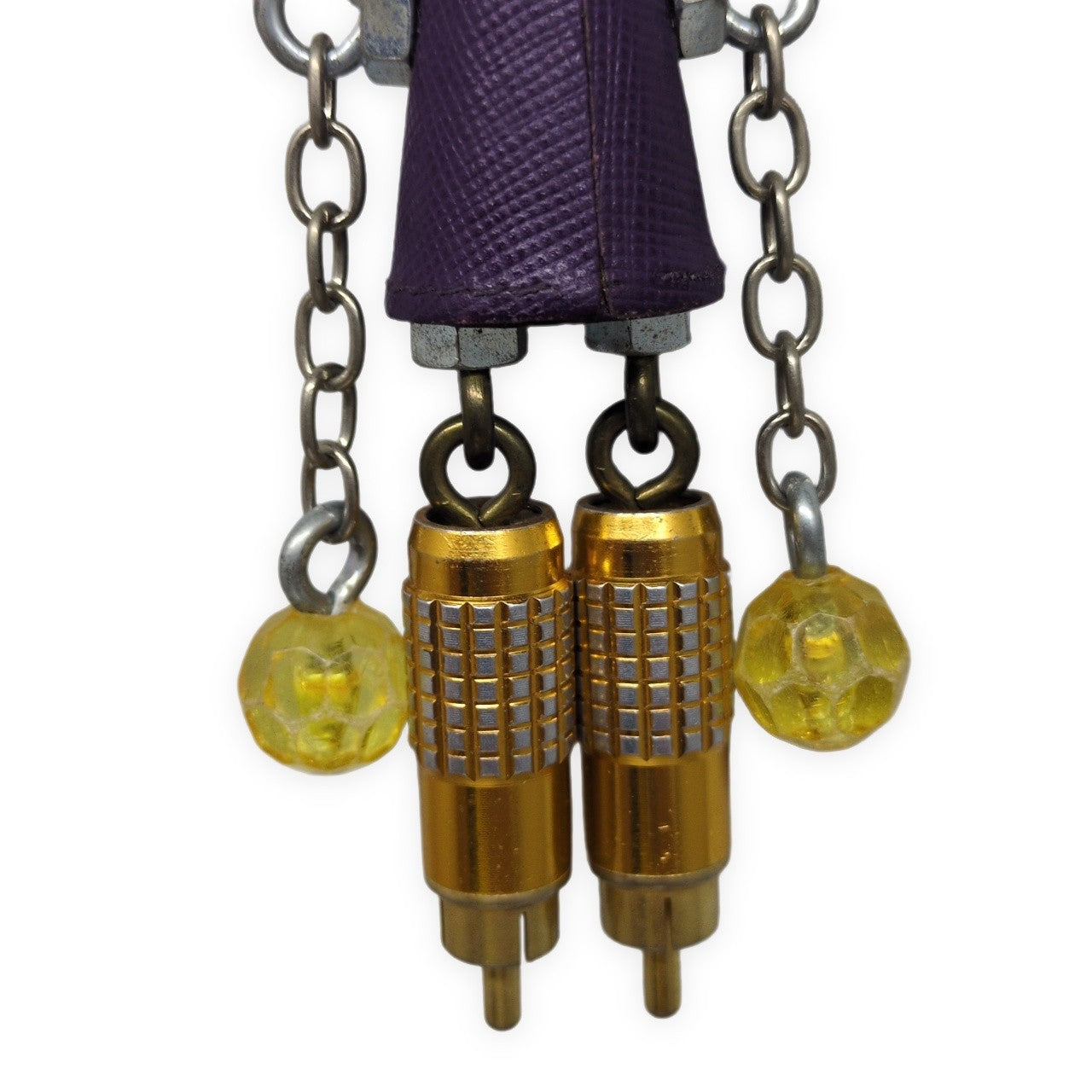 PRADA White Purple Saffiano Robot Charm Size ONE SIZE