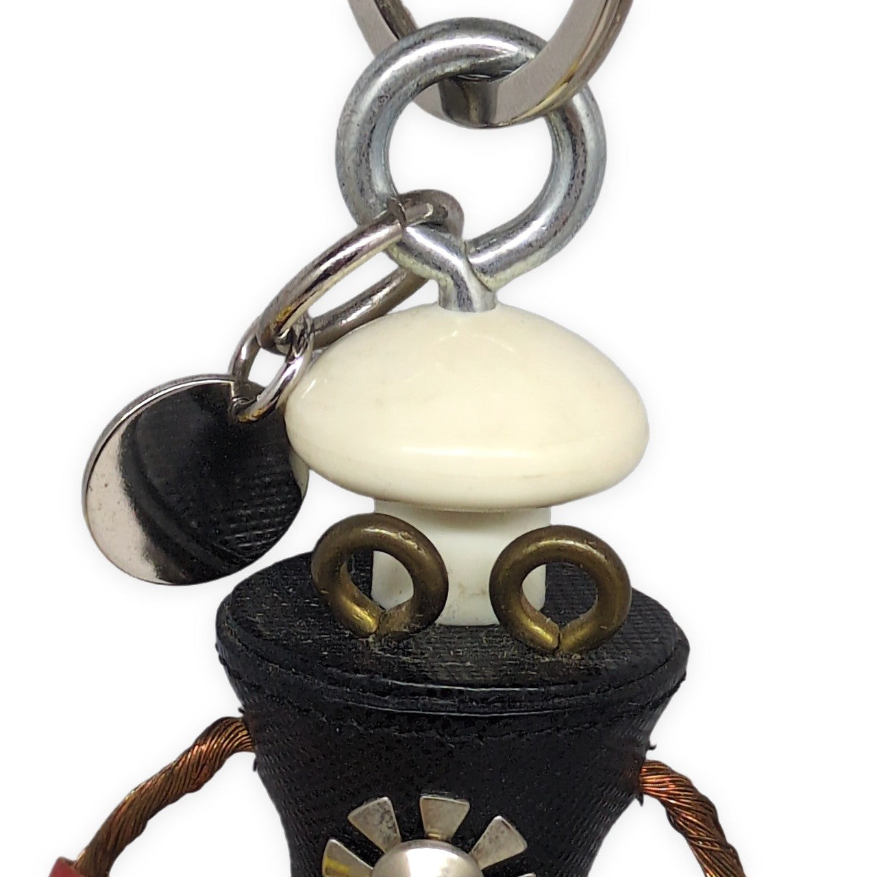PRADA White Saffiano Leather Robot Charm Size ONE SIZE