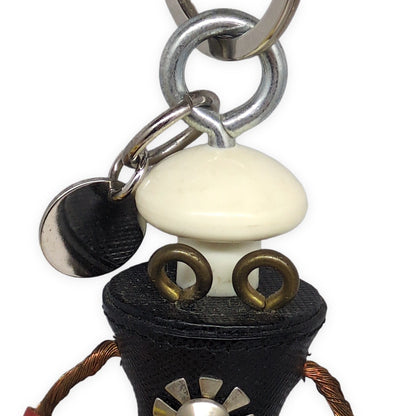 PRADA White Saffiano Leather Robot Charm Size ONE SIZE