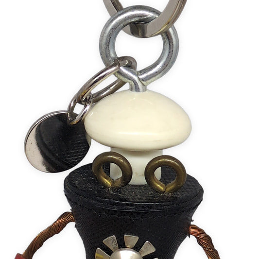 PRADA White Saffiano Leather Robot Charm Size ONE SIZE