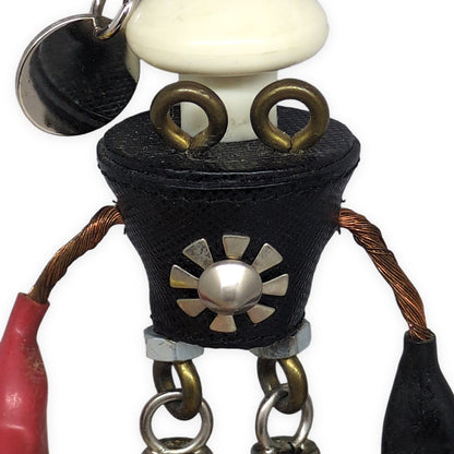 PRADA White Saffiano Leather Robot Charm Size ONE SIZE