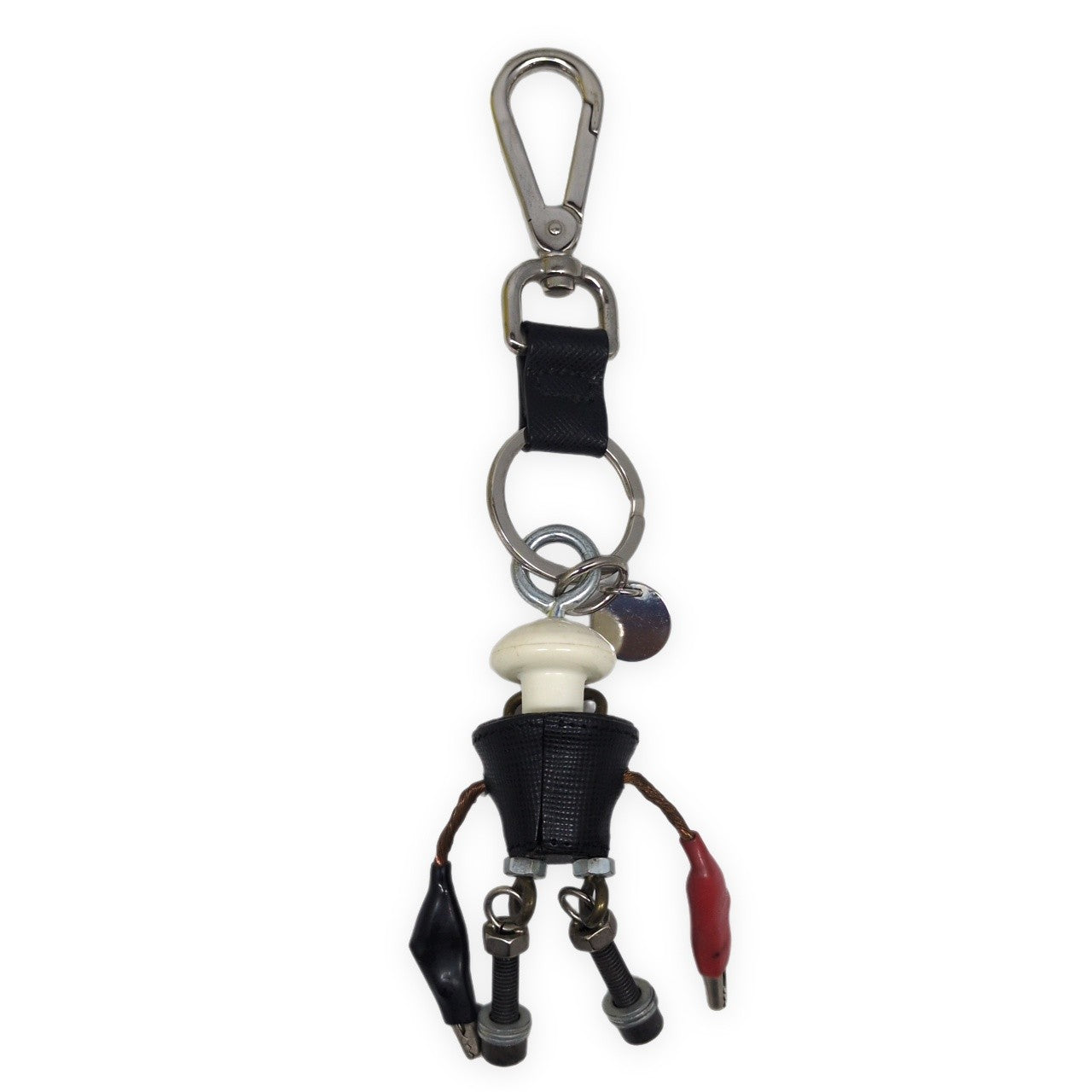 PRADA White Saffiano Leather Robot Charm Size ONE SIZE