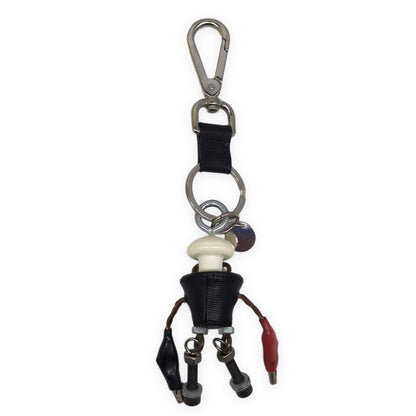 PRADA White Saffiano Leather Robot Charm Size ONE SIZE