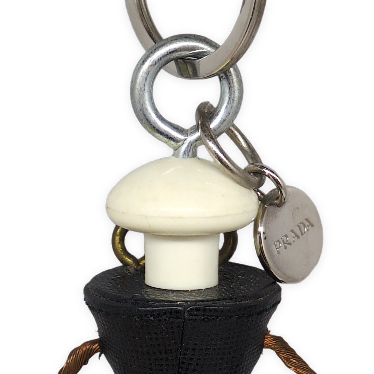 PRADA White Saffiano Leather Robot Charm Size ONE SIZE