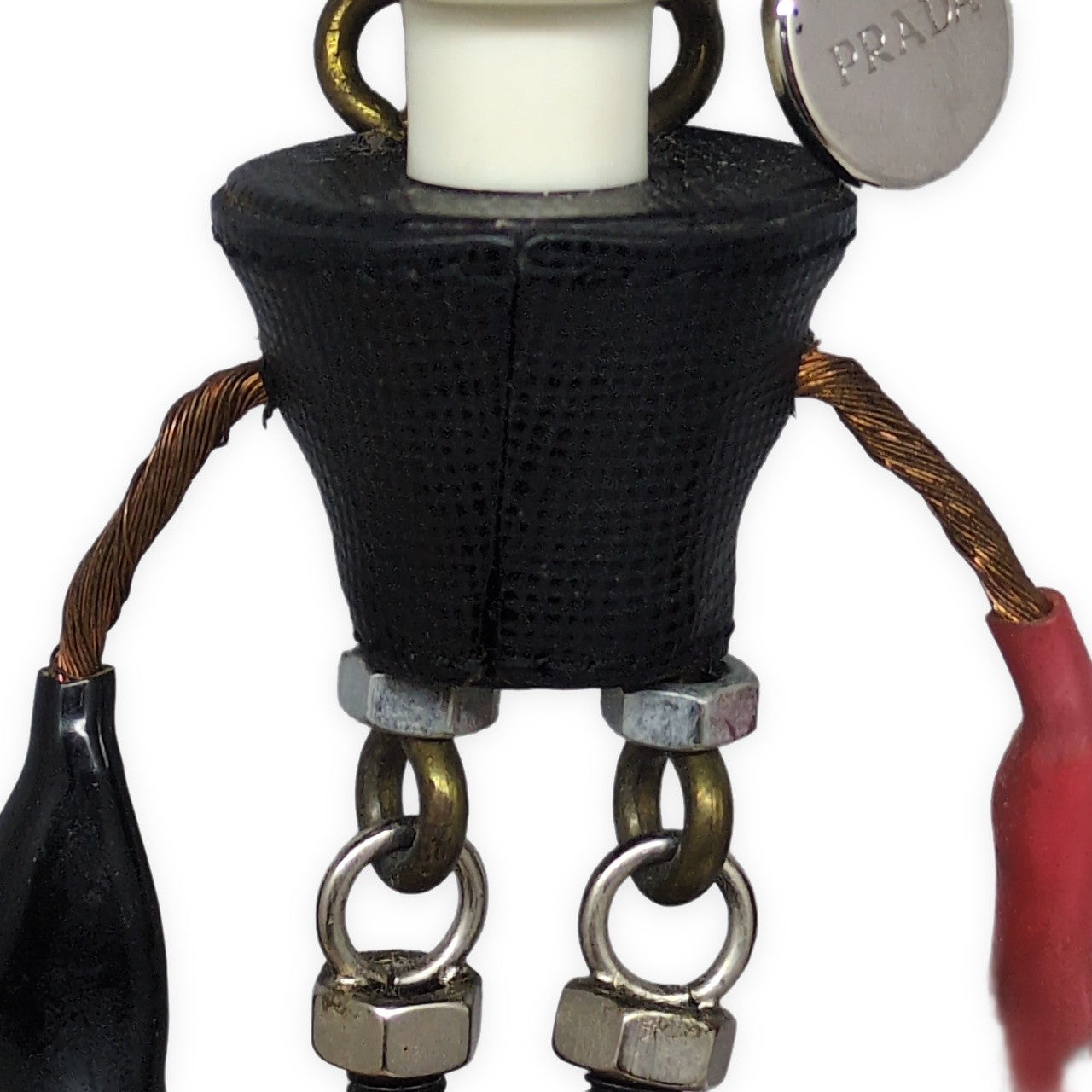 PRADA White Saffiano Leather Robot Charm Size ONE SIZE