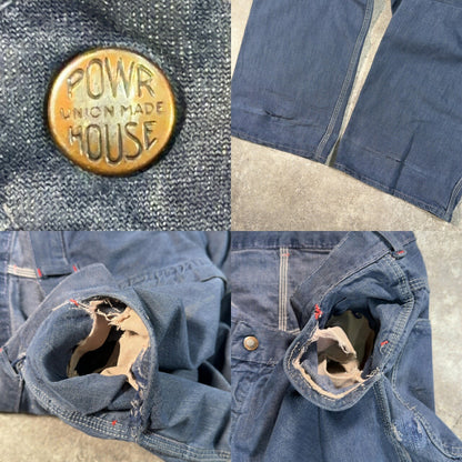 POWRHOUSE 60s Vintage Denim Painter Pants Blue Size W38