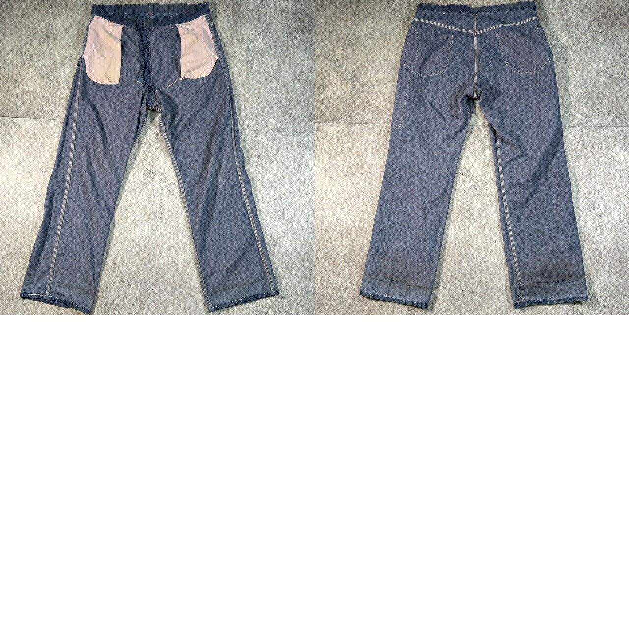 POWRHOUSE 60s Vintage Denim Painter Pants Blue Size W38