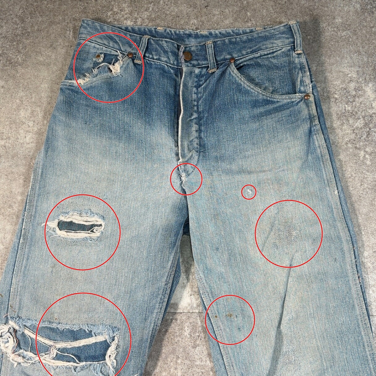 STONE WALL 50s-60s Vintage Faded Denim Jeans