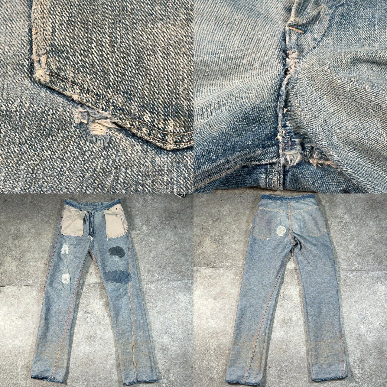STONE WALL 50s-60s Vintage Faded Denim Jeans